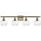 Athens 6" 4 Light 36" Bath Light - Antique Brass - Seedy Shade