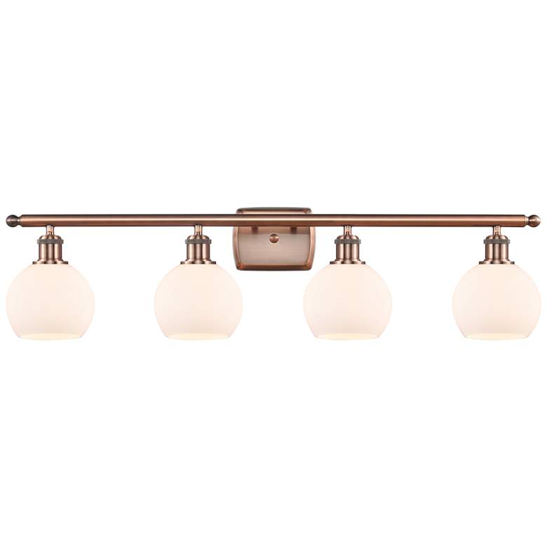 Image 1 Athens 6" 4 Light 36" Bath Light - Antique Copper - Matte White S