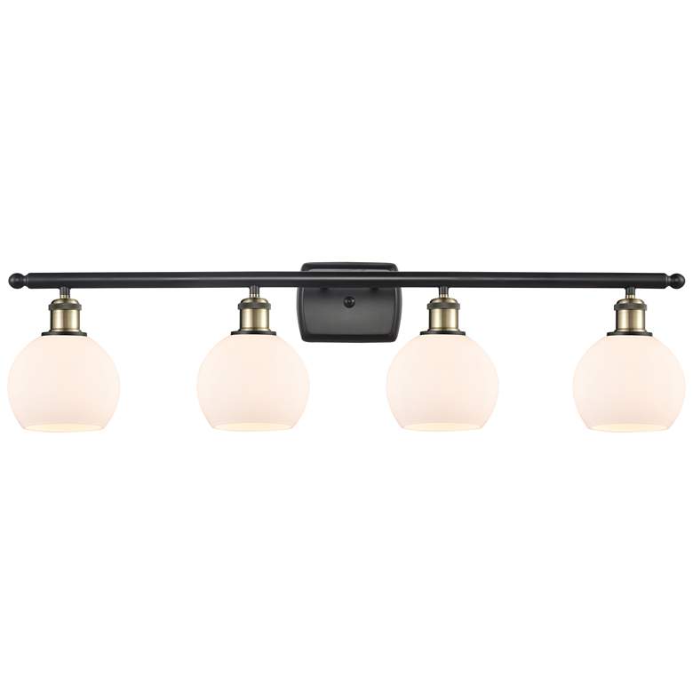 Image 1 Athens 6" 4 Light 36" Bath Light - Black Antique Brass - Matte Wh