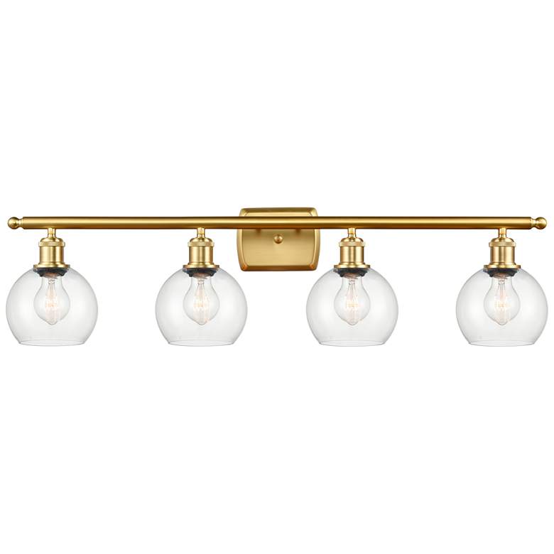 Image 1 Athens 6" 4 Light 36" Bath Light - Satin Gold - Clear Shade