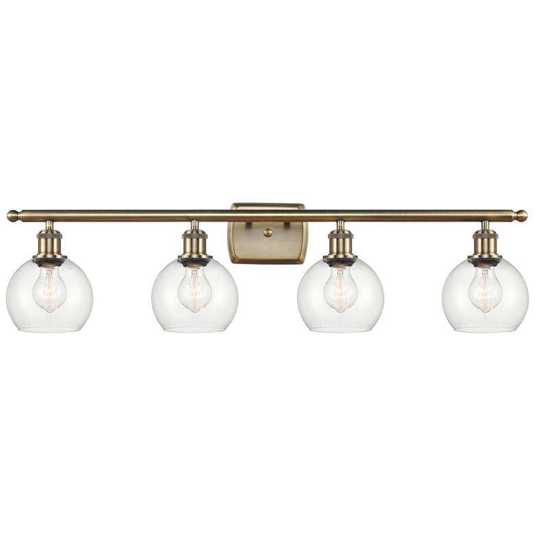Image 1 Athens 6" 4 Light 36" LED Bath Light - Antique Brass - Clear Shad