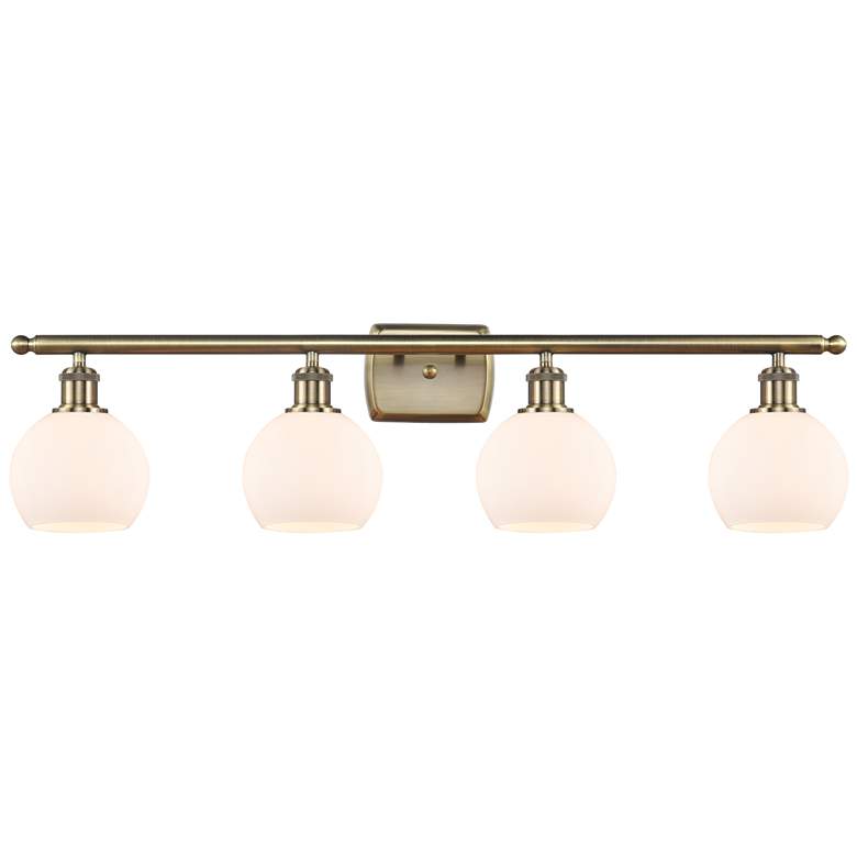 Image 1 Athens 6" 4 Light 36" LED Bath Light - Antique Brass - Matte Whit