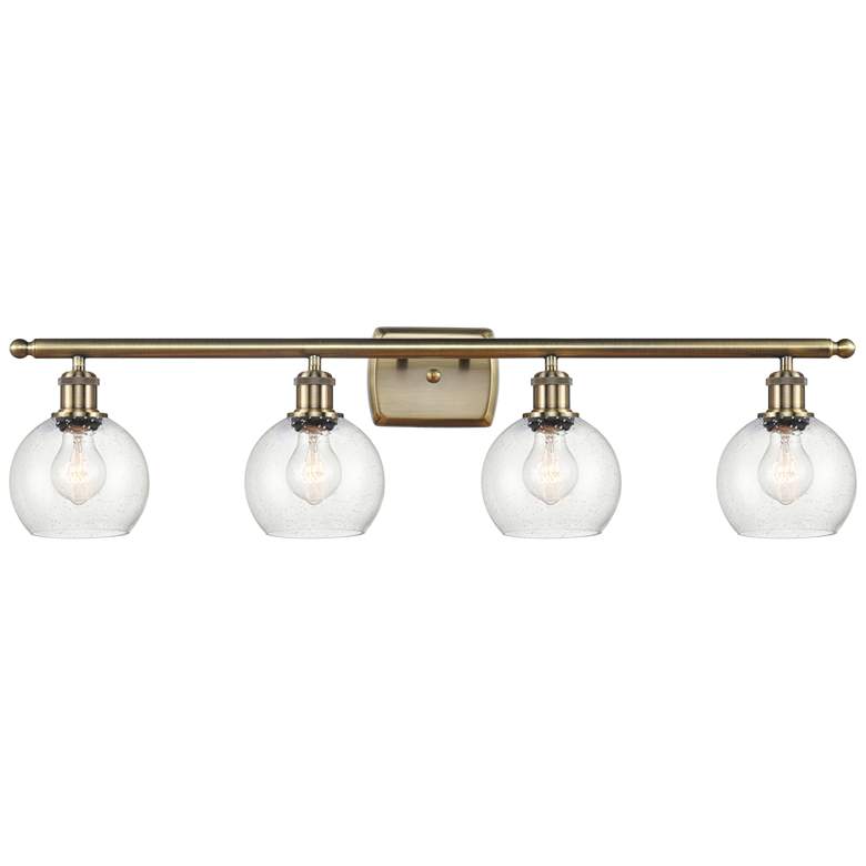 Image 1 Athens 6" 4 Light 36" LED Bath Light - Antique Brass - Seedy Shad