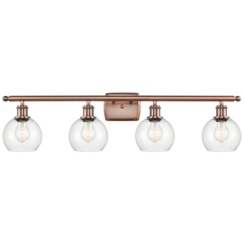 Image 1 Athens 6" 4 Light 36" LED Bath Light - Antique Copper - Clear Sha