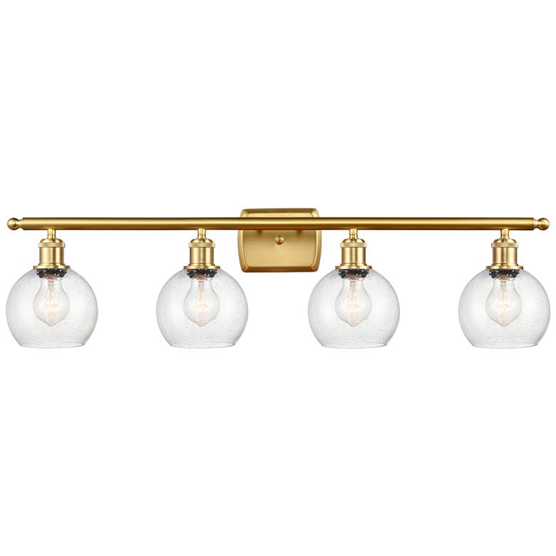 Image 1 Athens 6" 4 Light 36" LED Bath Light - Satin Gold - Seedy Shade