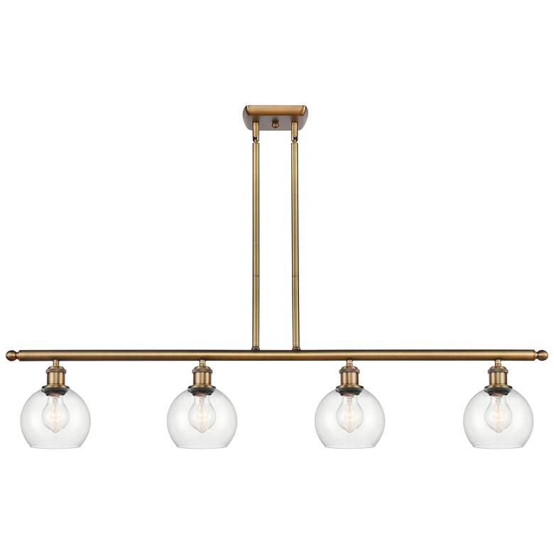 Image 1 Athens 6" 4 Light 48" Island Light - Brushed Brass - Clear Shade