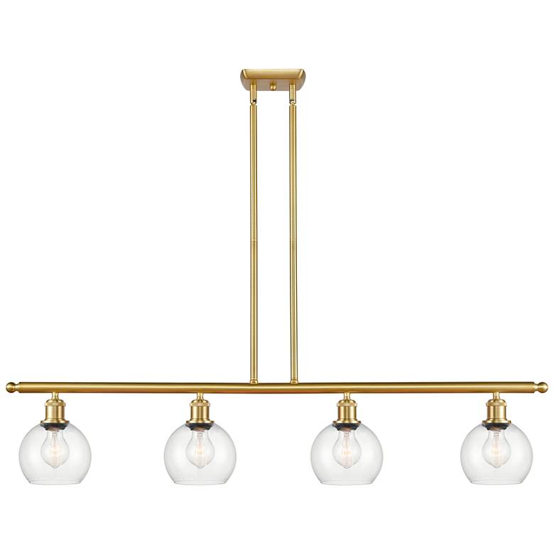 Image 1 Athens 6" 4 Light 48" Island Light - Satin Gold - Clear Shade
