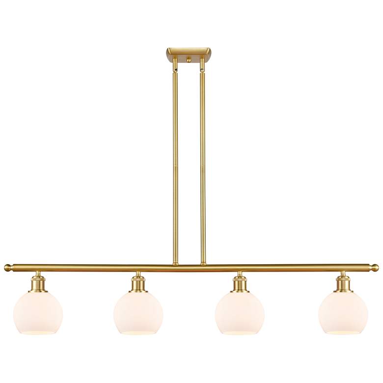 Image 1 Athens 6" 4 Light 48" Island Light - Satin Gold - Matte White Sh