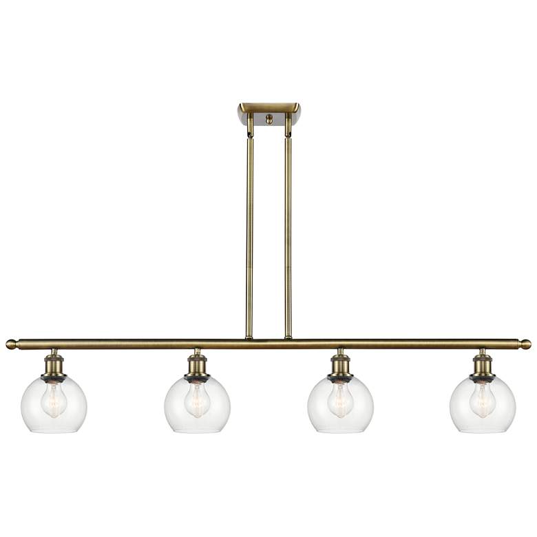 Image 1 Athens 6" 4 Light 48" LED Island Light - Antique Brass - Clear S