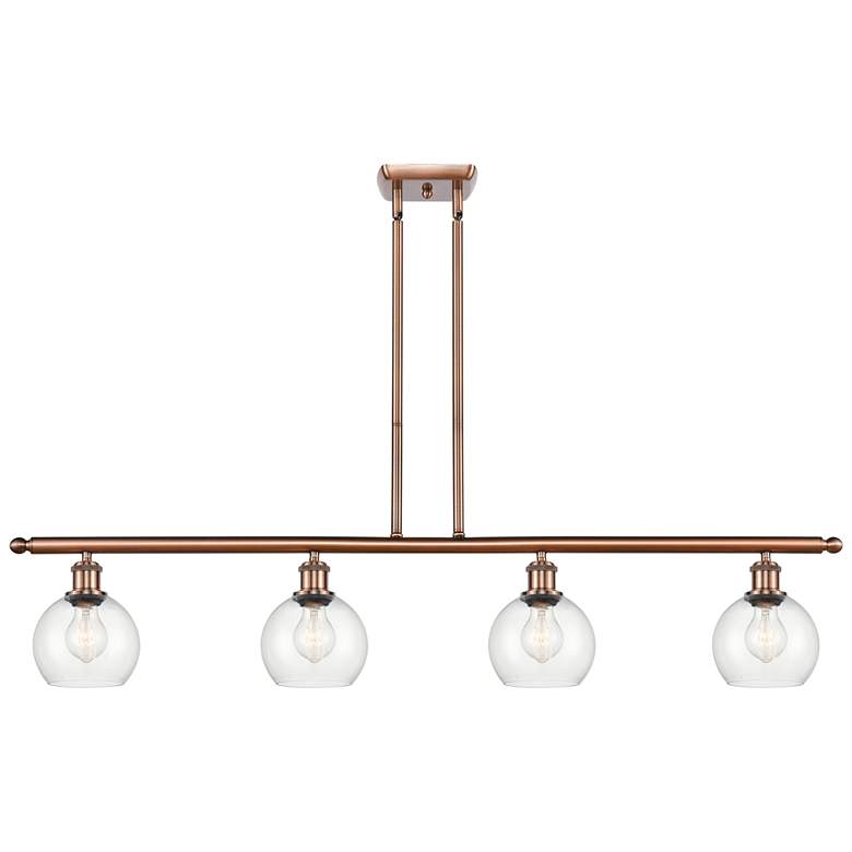 Image 1 Athens 6" 4 Light 48" LED Island Light - Antique Copper - Clear
