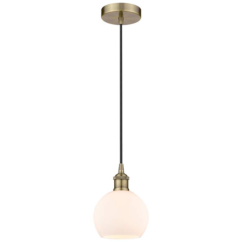 Image 1 Athens 6" Antique Brass Mini Pendant w/ Matte White Shade
