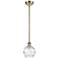 Athens 6" Antique Brass Stem Hung Mini Pendant w/ Clear Deco Swirl Sha