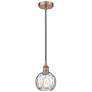 Athens 6" Antique Copper Mini Pendant w/ Clear Water Glass Shade