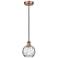 Athens 6" Antique Copper Mini Pendant w/ Clear Water Glass Shade