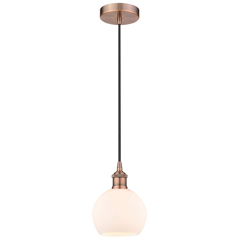 Image 1 Athens 6" Antique Copper Mini Pendant w/ Matte White Shade