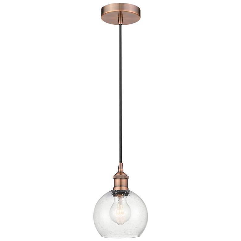 Image 1 Athens 6" Antique Copper Mini Pendant w/ Seedy Shade