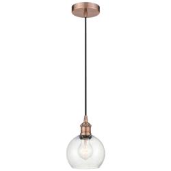 Athens 6" Antique Copper Mini Pendant w/ Seedy Shade