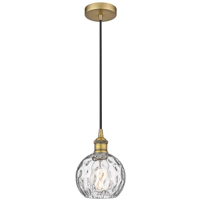 Image 1 Athens 6" Brushed Brass Mini Pendant w/ Clear Water Glass Shade