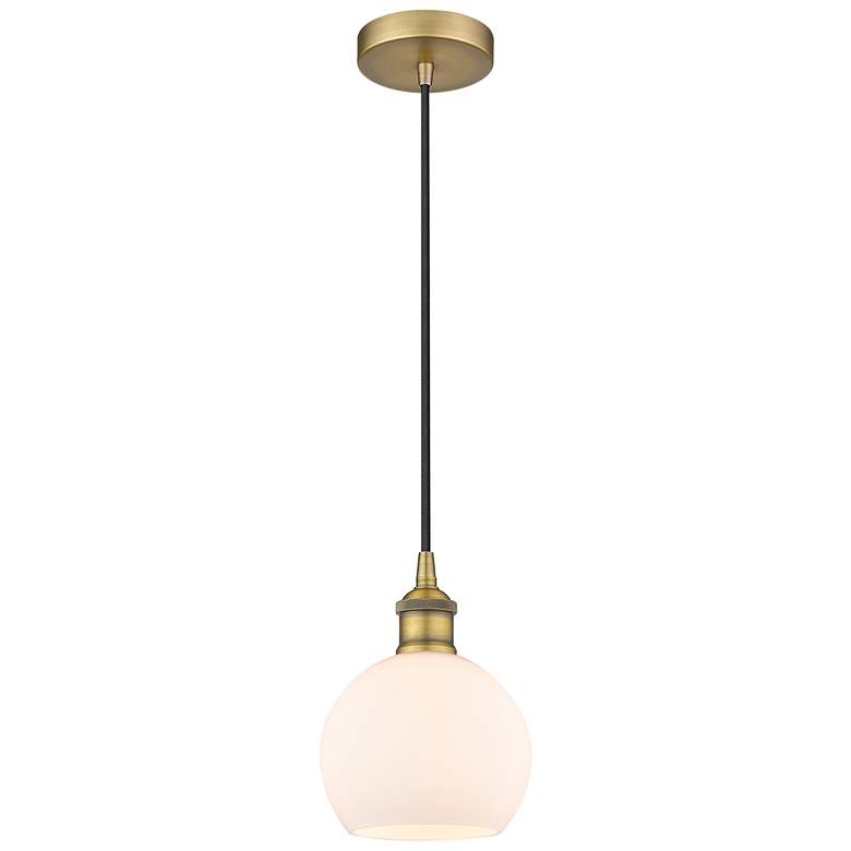 Image 1 Athens 6" Brushed Brass Mini Pendant w/ Matte White Shade