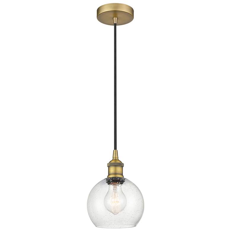 Image 1 Athens 6" Brushed Brass Mini Pendant w/ Seedy Shade