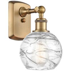Athens 6" Brushed Brass Sconce w/ Clear Deco Swirl Shade