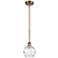 Athens 6" Brushed Brass Stem Hung Mini Pendant w/ Clear Deco Swirl Sha