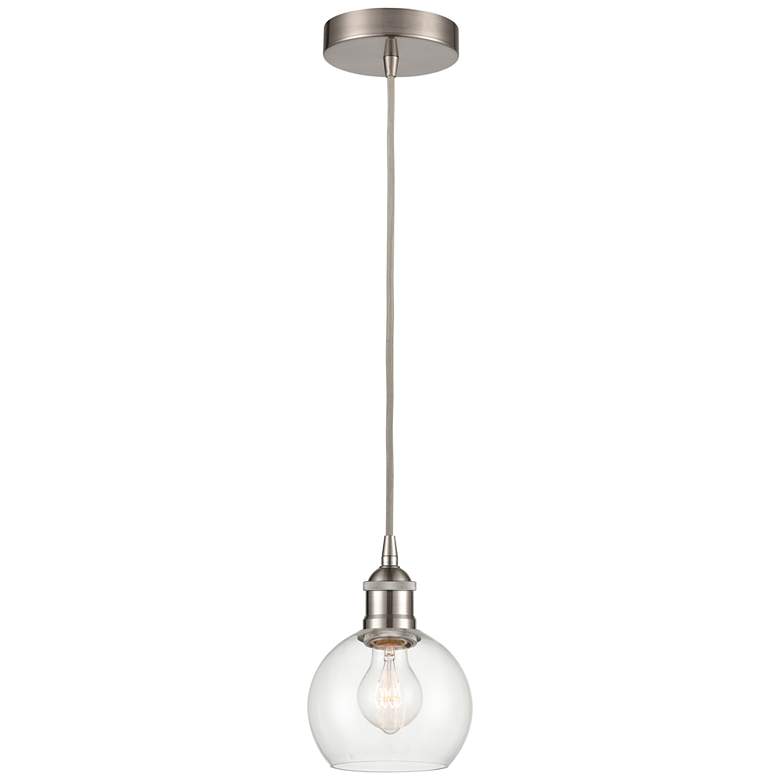 Image 1 Athens 6" Brushed Satin Nickel Mini Pendant w/ Clear Shade