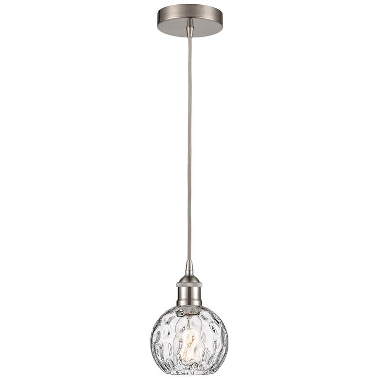 Image 1 Athens 6 inch Brushed Satin Nickel Mini Pendant w/ Clear Water Glass Shade
