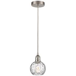 Athens 6" Brushed Satin Nickel Mini Pendant w/ Clear Water Glass Shade