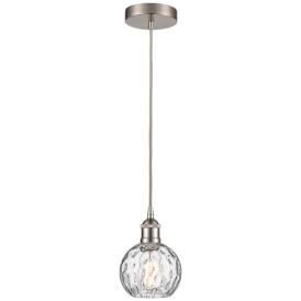 Athens 6" Brushed Satin Nickel Mini Pendant w/ Clear Water Glass Shade Athens 6" Brushed Satin Nickel Mini Pendant w/ Clear Water Glass Shade