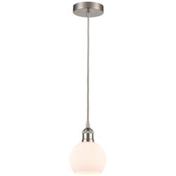 Athens 6" Brushed Satin Nickel Mini Pendant w/ Matte White Shade