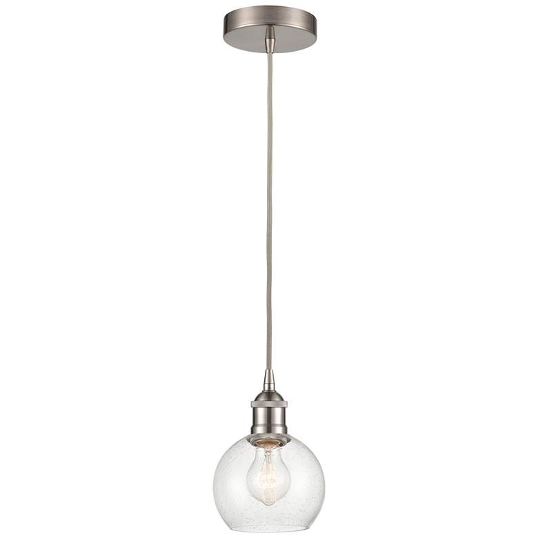 Image 1 Athens 6" Brushed Satin Nickel Mini Pendant w/ Seedy Shade