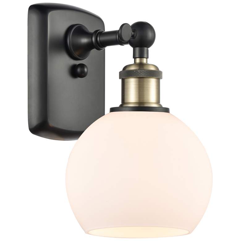 Image 1 Athens 6" Incandescent Sconce - Black Brass Finish - Matte White Shade
