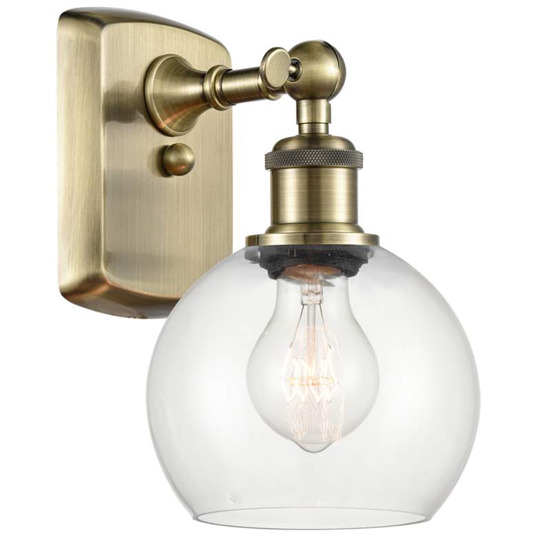Image 1 Athens 6" Incandescent Sconce - Brass Finish - Clear Shade