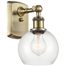 Athens 6" Incandescent Sconce - Brass Finish - Clear Shade