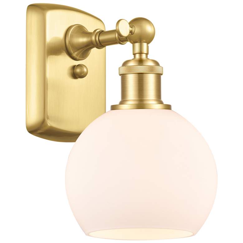 Image 1 Athens 6" Incandescent Sconce - Gold Finish - Matte White Shade