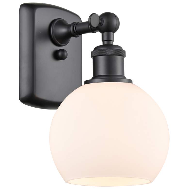 Image 1 Athens 6" Incandescent Sconce - Matte Black Finish - Matte White Shade