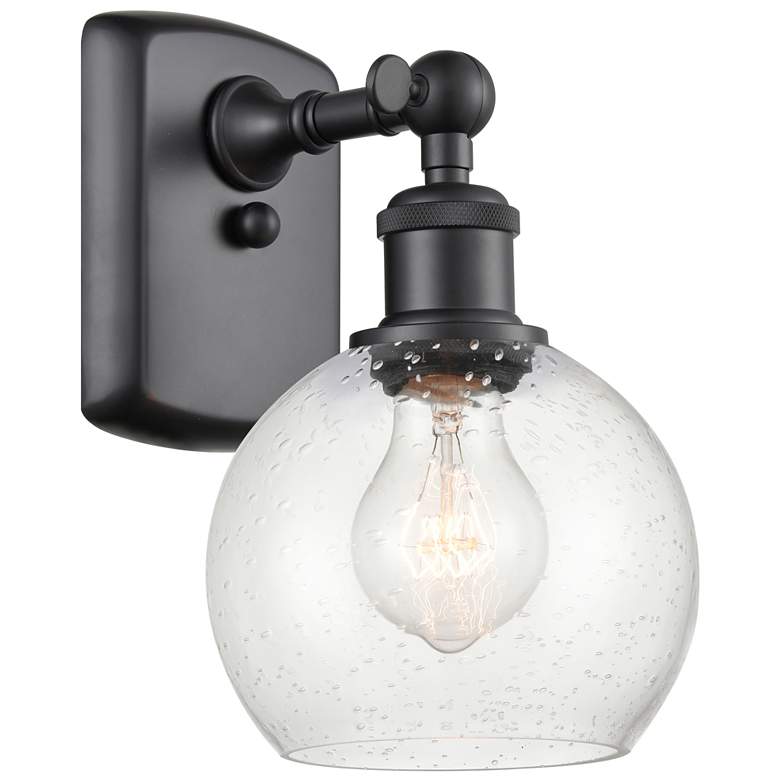 Image 1 Athens 6" Incandescent Sconce - Matte Black Finish - Seedy Shade