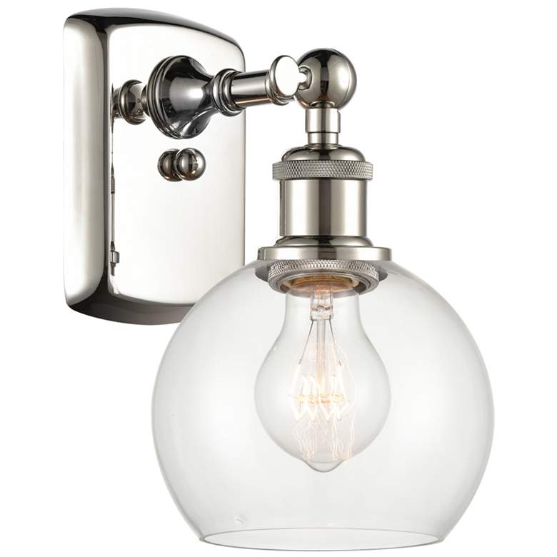 Image 1 Athens 6" Incandescent Sconce - Nickel Finish - Clear Shade