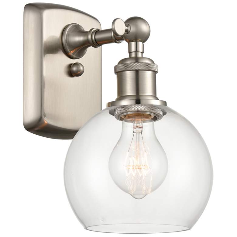 Image 1 Athens 6" Incandescent Sconce - Nickel Finish - Clear Shade