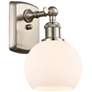 Athens 6" Incandescent Sconce - Nickel Finish - Matte White Shade