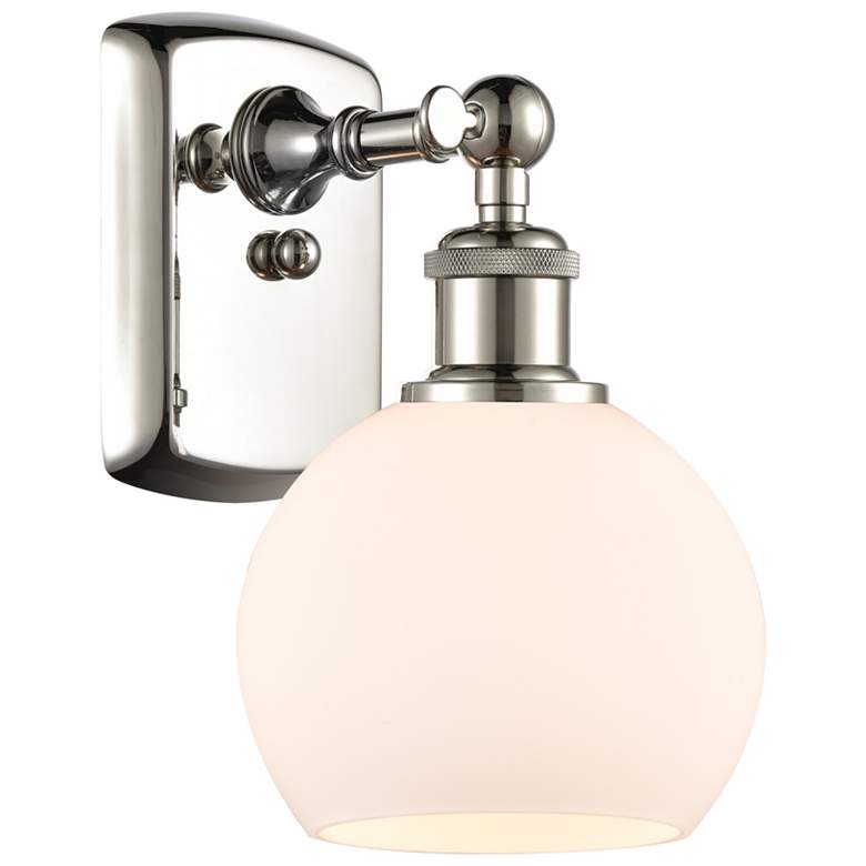 Image 1 Athens 6" Incandescent Sconce - Nickel Finish - Matte White Shade