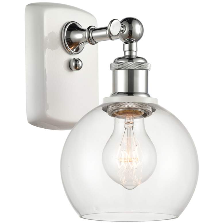 Image 1 Athens 6 inch Incandescent Sconce - White &#38; Chrome Finish - Clear Shad