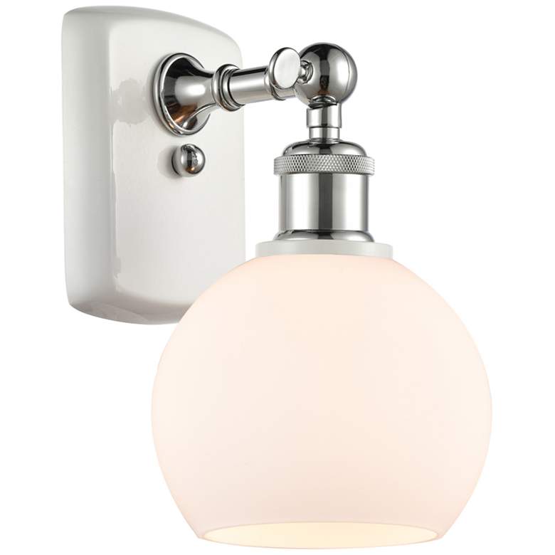 Image 1 Athens 6 inch Incandescent Sconce - White &#38; Chrome Finish - Matte Whit