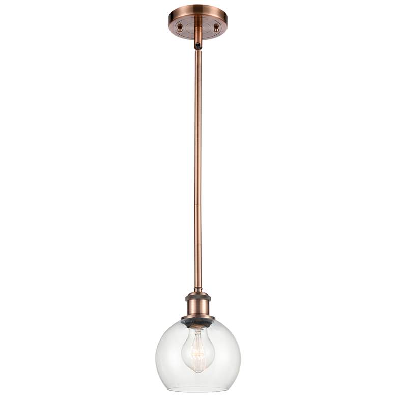 Image 1 Athens 6" LED Mini Pendant - Antique Copper - Clear Shade