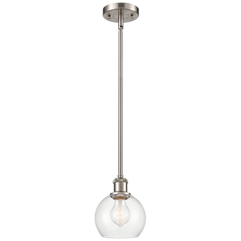 Image 1 Athens 6" LED Mini Pendant - Brushed Satin Nickel - Clear Shade