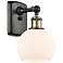 Athens 6" LED Sconce - Black Brass Finish - Matte White Shade