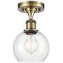 Athens  6" LED Semi-Flush Mount - Antique Brass - Clear Shade