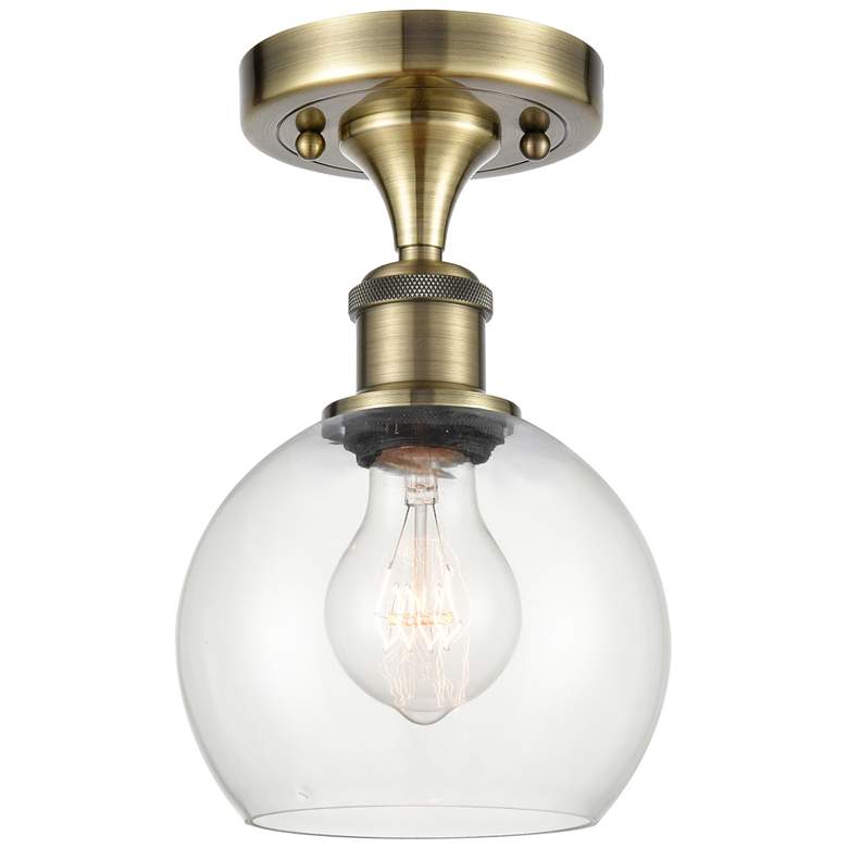 Image 1 Athens 6" LED Semi-Flush Mount - Antique Brass - Clear Shade
