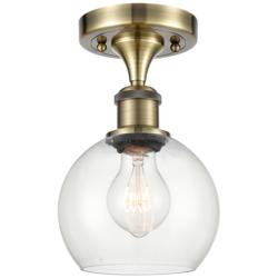 Athens  6" LED Semi-Flush Mount - Antique Brass - Clear Shade